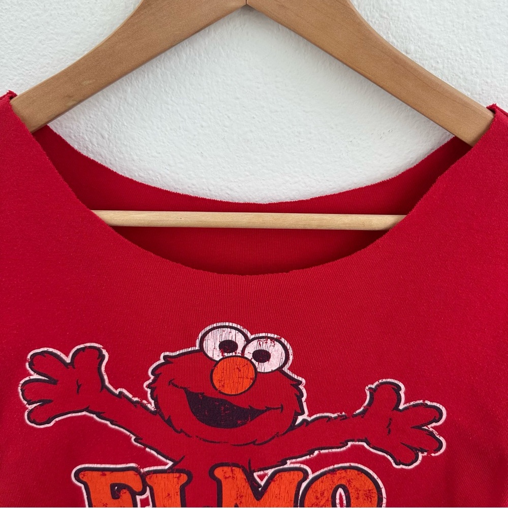 Red Elmo Off the Shoulder Cropped Tee - Picture 3 of 8
